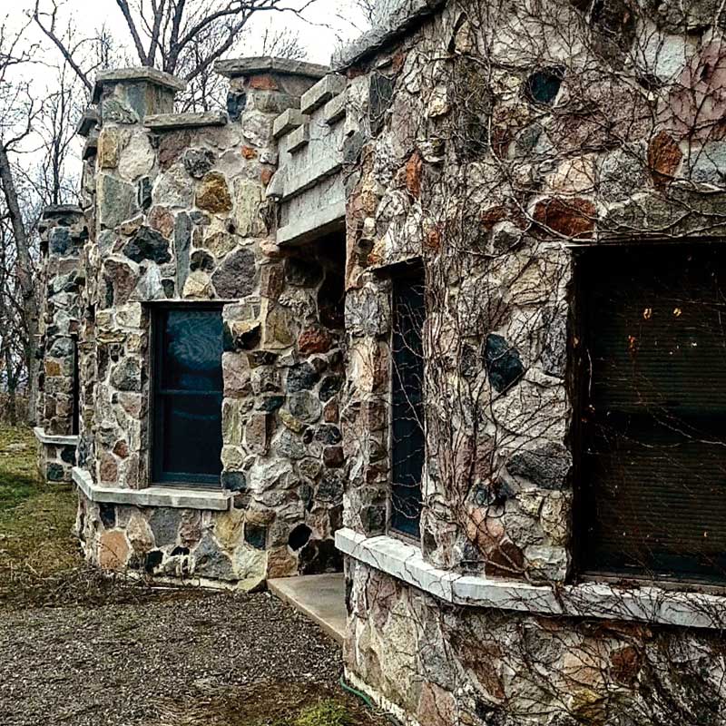Stone block house entrance